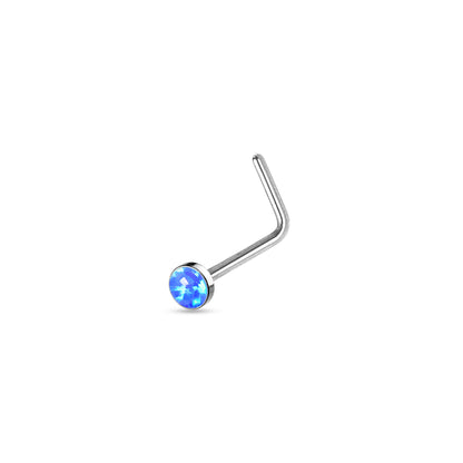 ✨ Opal Set Flat Top L-Bend Nose Stud 20G 6mm
