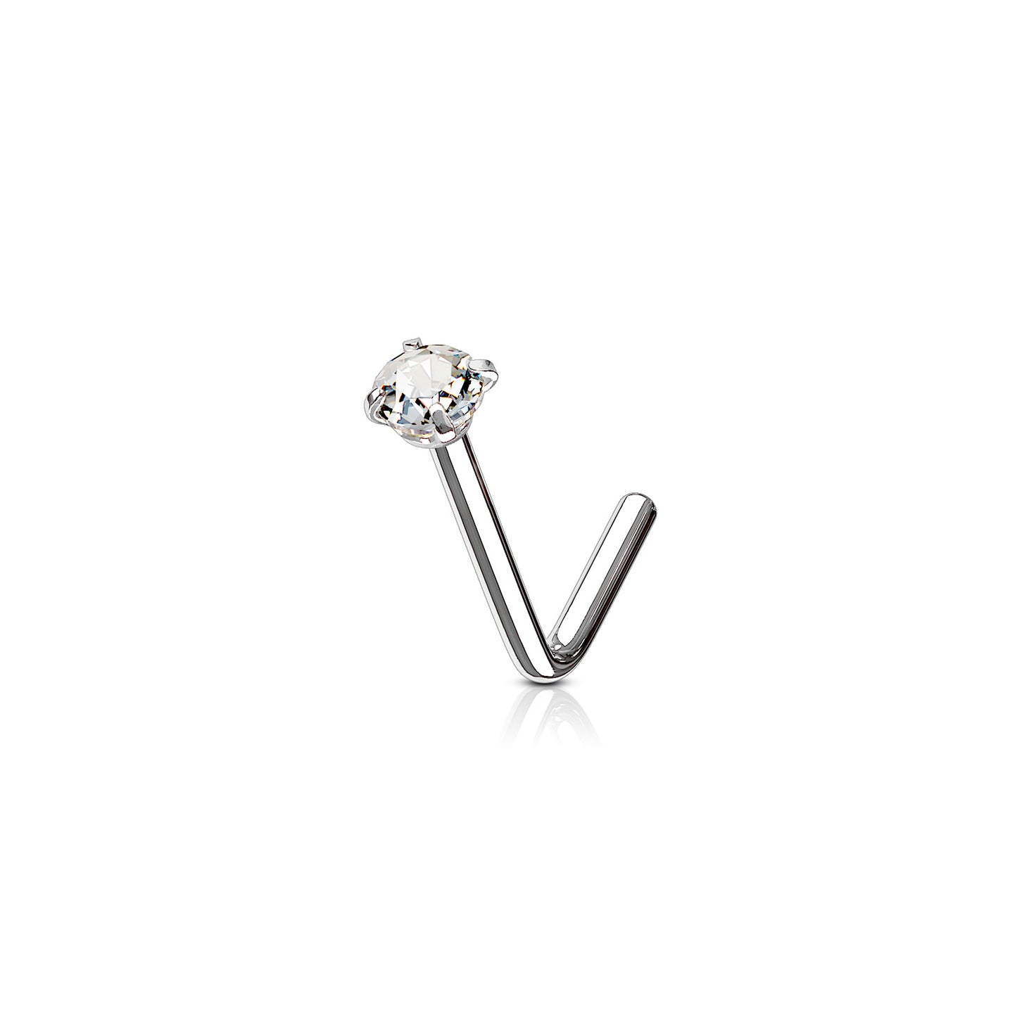 ✨ Surgical Steel 2mm CZ L-Bend Nose Stud