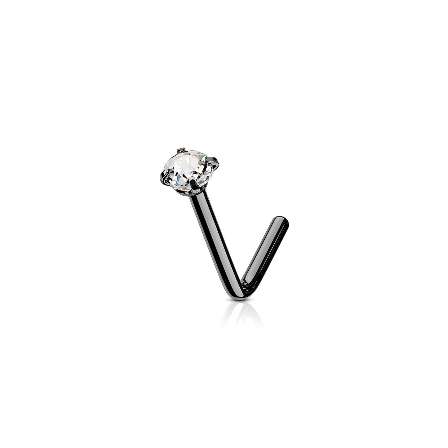 ✨ Surgical Steel 2mm CZ L-Bend Nose Stud