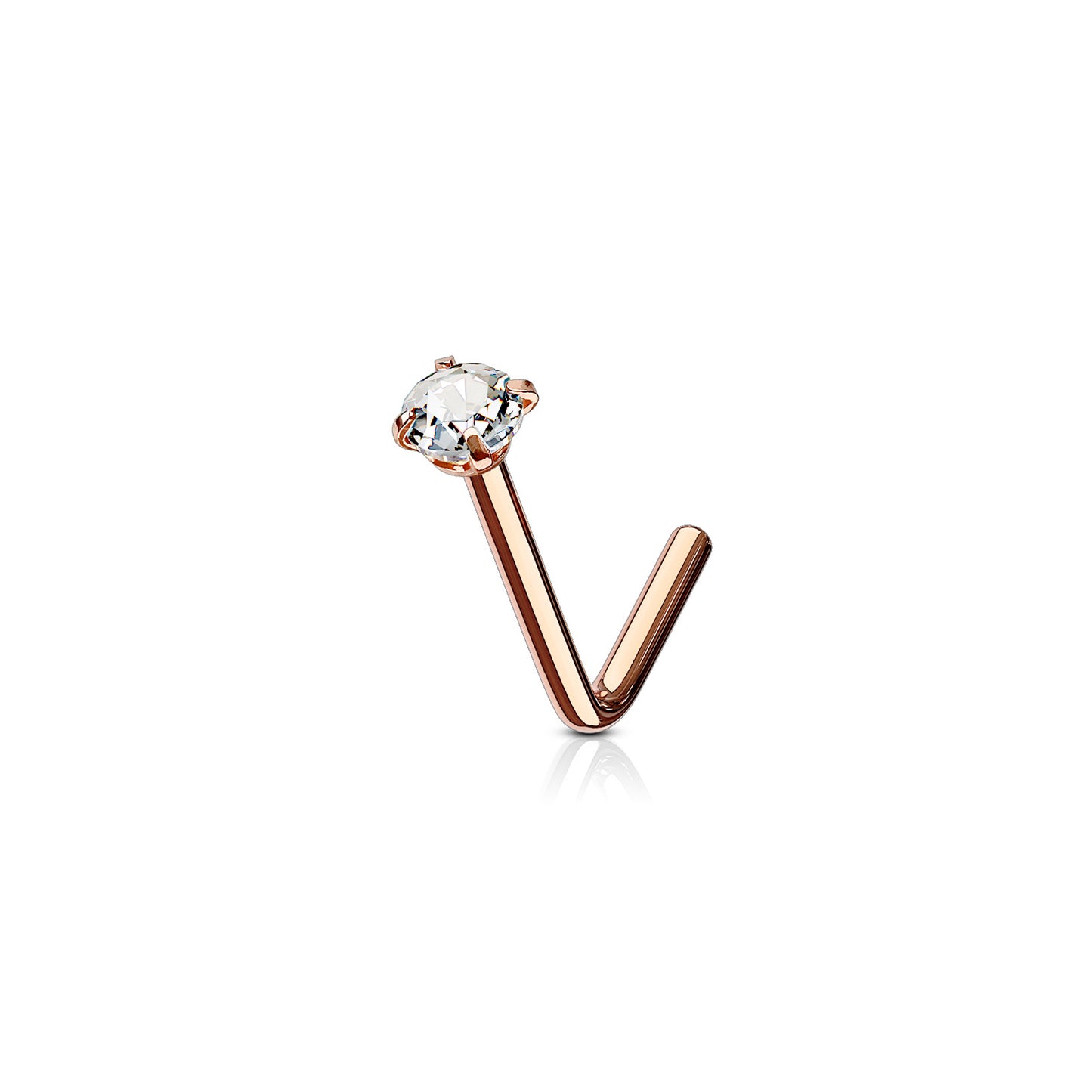 ✨ Surgical Steel 2mm CZ L-Bend Nose Stud