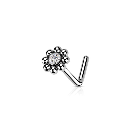 ✨ Round Flower CZ Nose Stud Ring