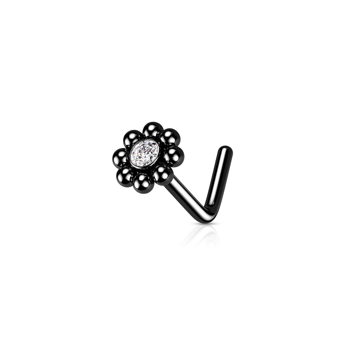 ✨ Round Flower CZ Nose Stud Ring