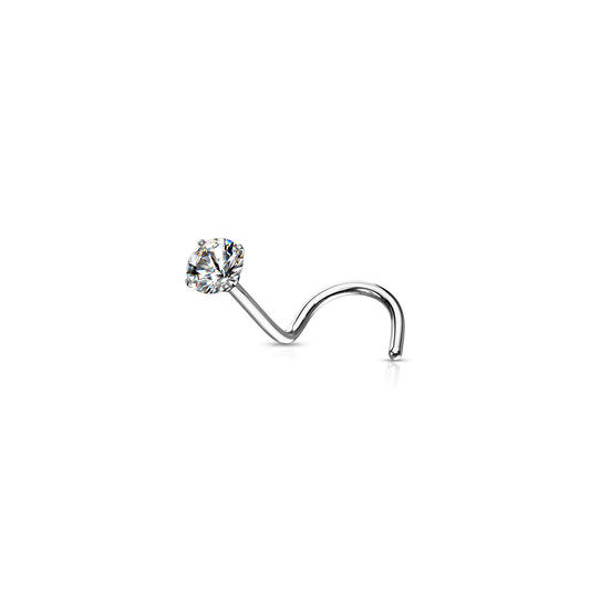 ✨ Round CZ Screw Nose Ring 20G