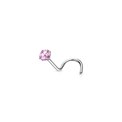 ✨ Round CZ Screw Nose Ring 20G