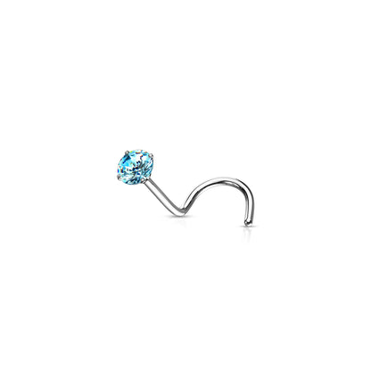 ✨ Round CZ Screw Nose Ring 20G
