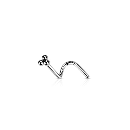 ✨ 3-Ball Triangle Top Screw Nose Ring 20G