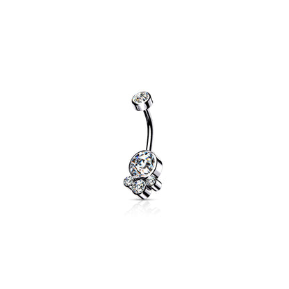 Surgical Steel Bezel Cluster CZ Internally Threaded Belly Button Ring 14G