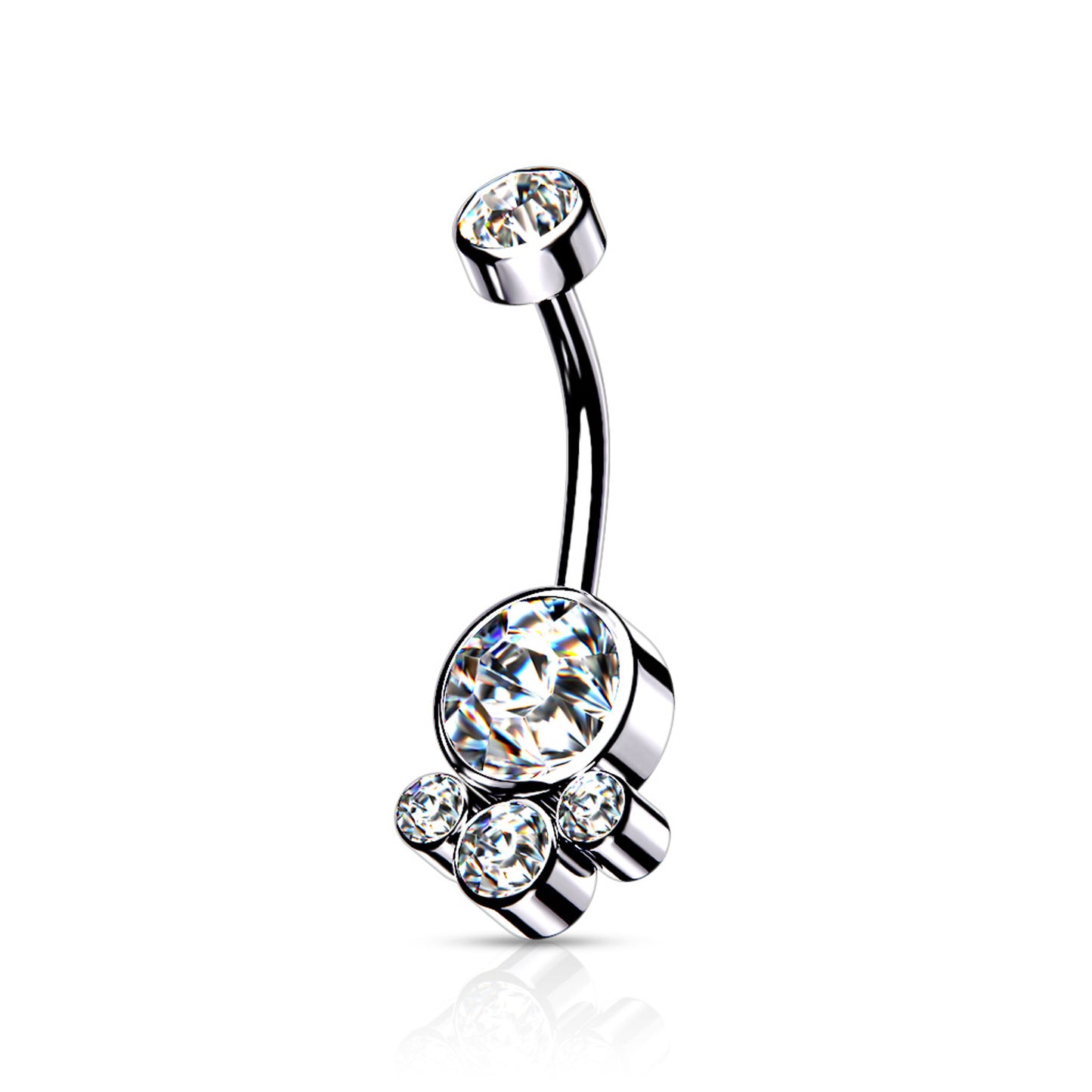 ✨ Internally Threaded Bezel Cluster Crystal Belly Button Navel Ring