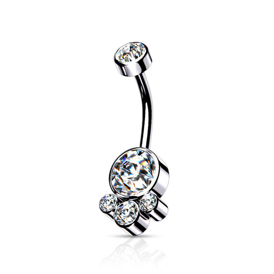 ✨ Internally Threaded Bezel Cluster Crystal Belly Button Navel Ring