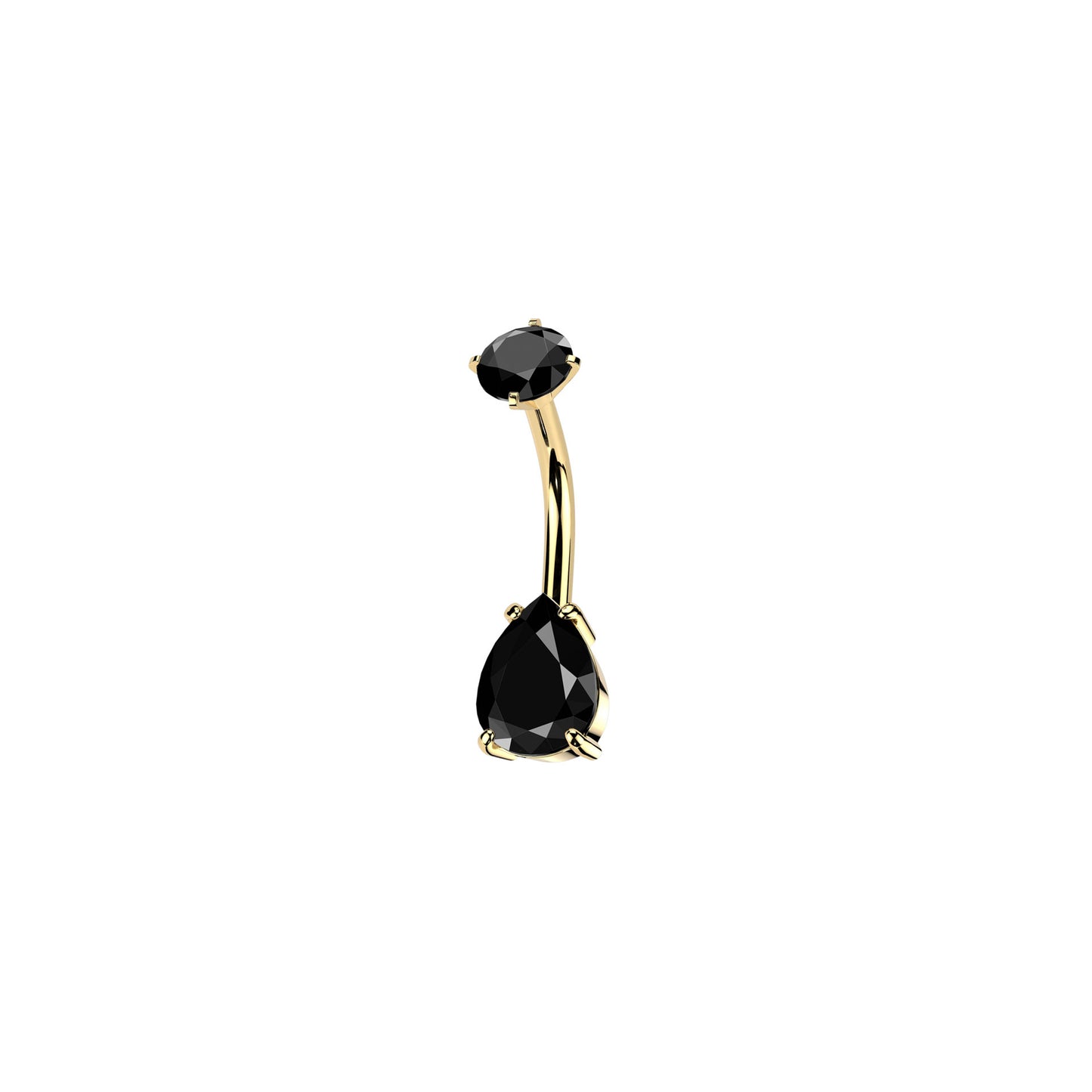 ✨ 316L Surgical Steel Internally Threaded Prong Set Teardrop CZ Belly Button Ring 14G 10mm