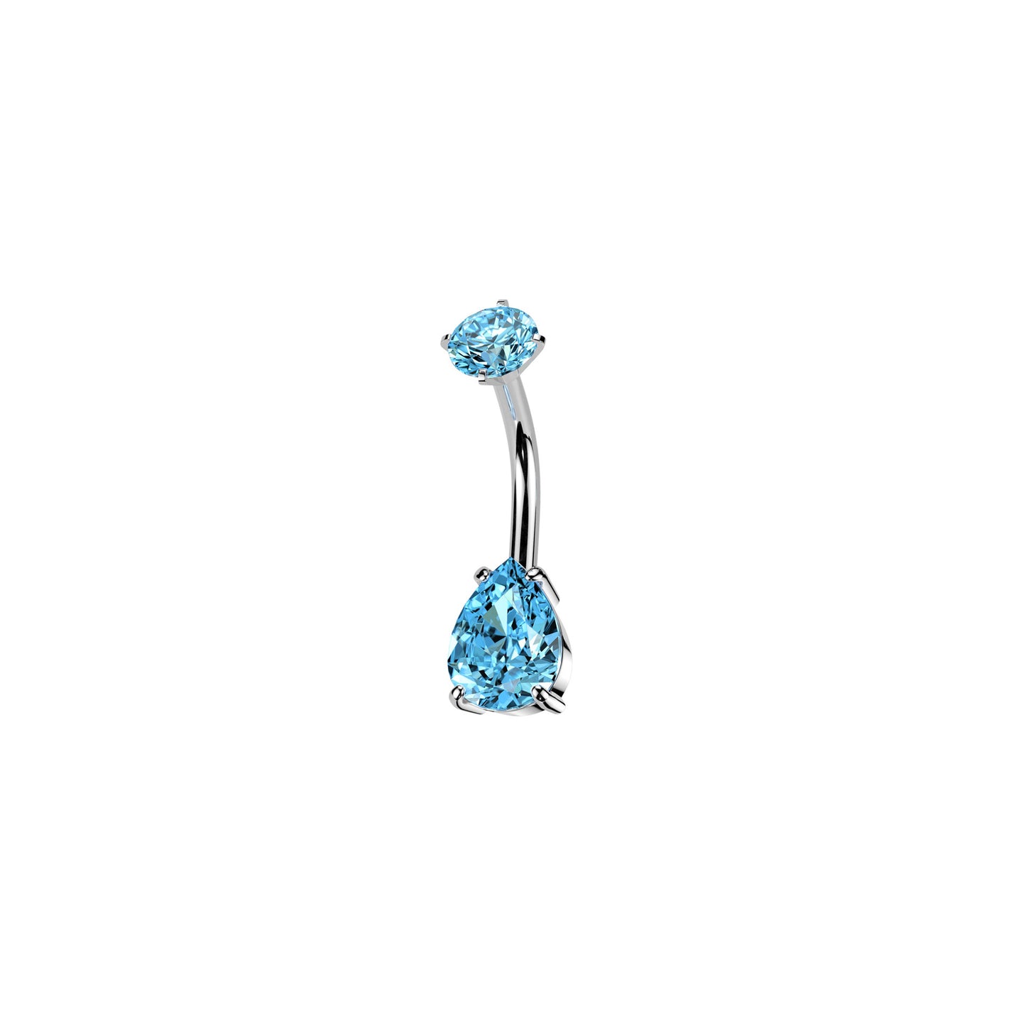 ✨ 316L Surgical Steel Internally Threaded Prong Set Teardrop CZ Belly Button Ring 14G 10mm