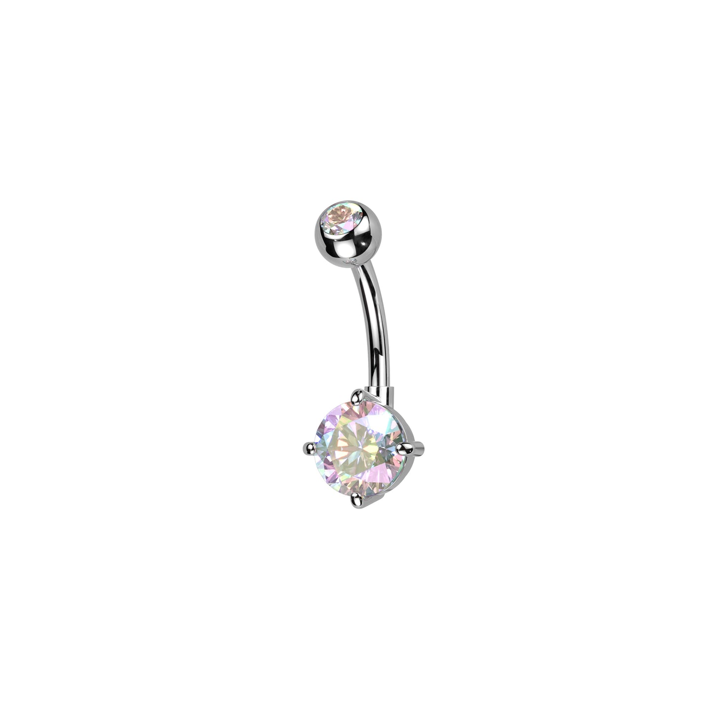 ✨ Titanium CZ Top and Round Brass Prong-Setting CZ Belly Ring