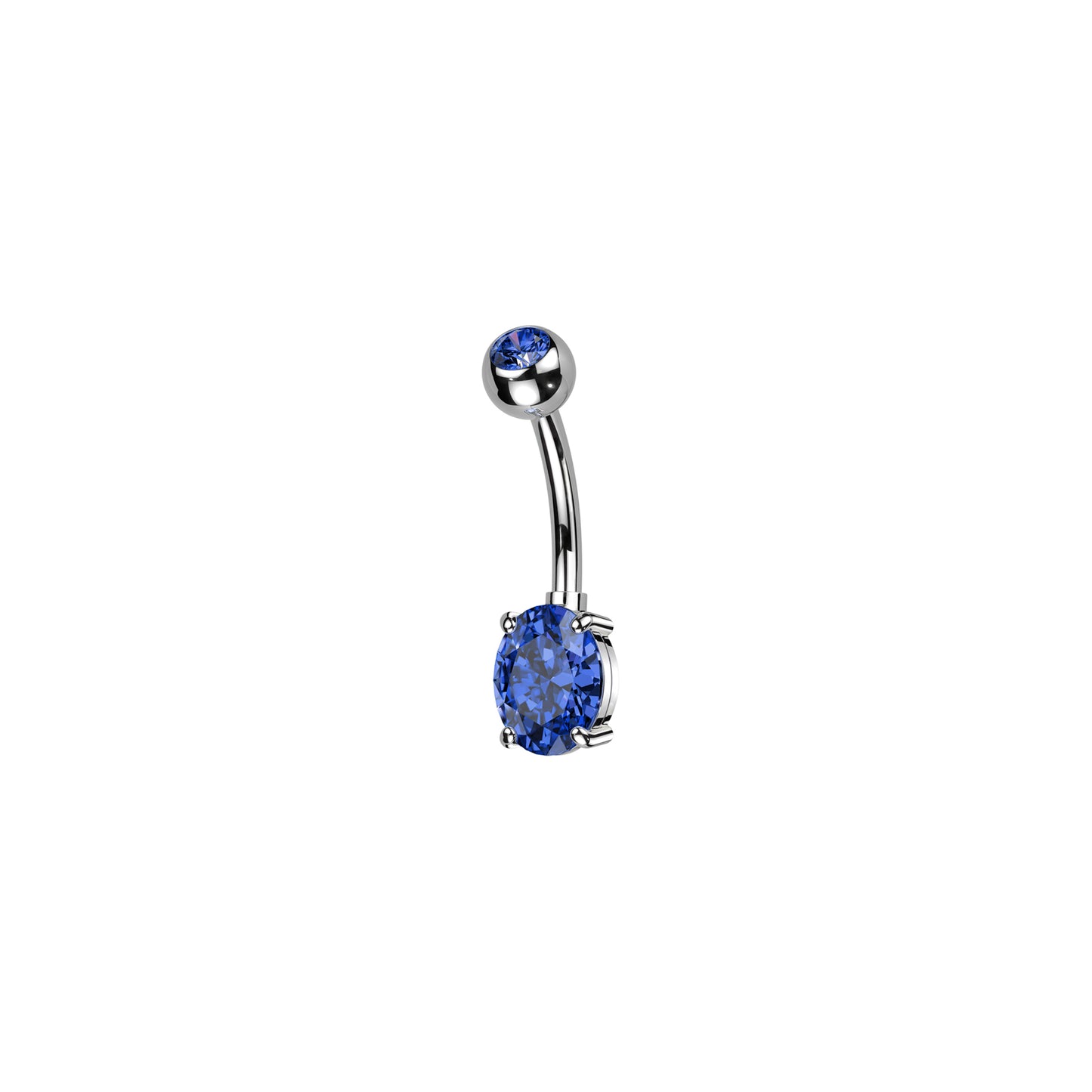 ✨ Titanium CZ Top and Oval Belly Ring