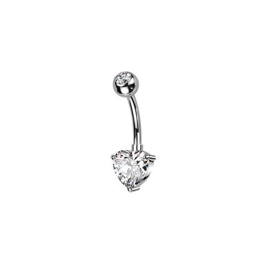 ✨ Titanium CZ Top and Heart Brass Prong-Setting Belly Ring