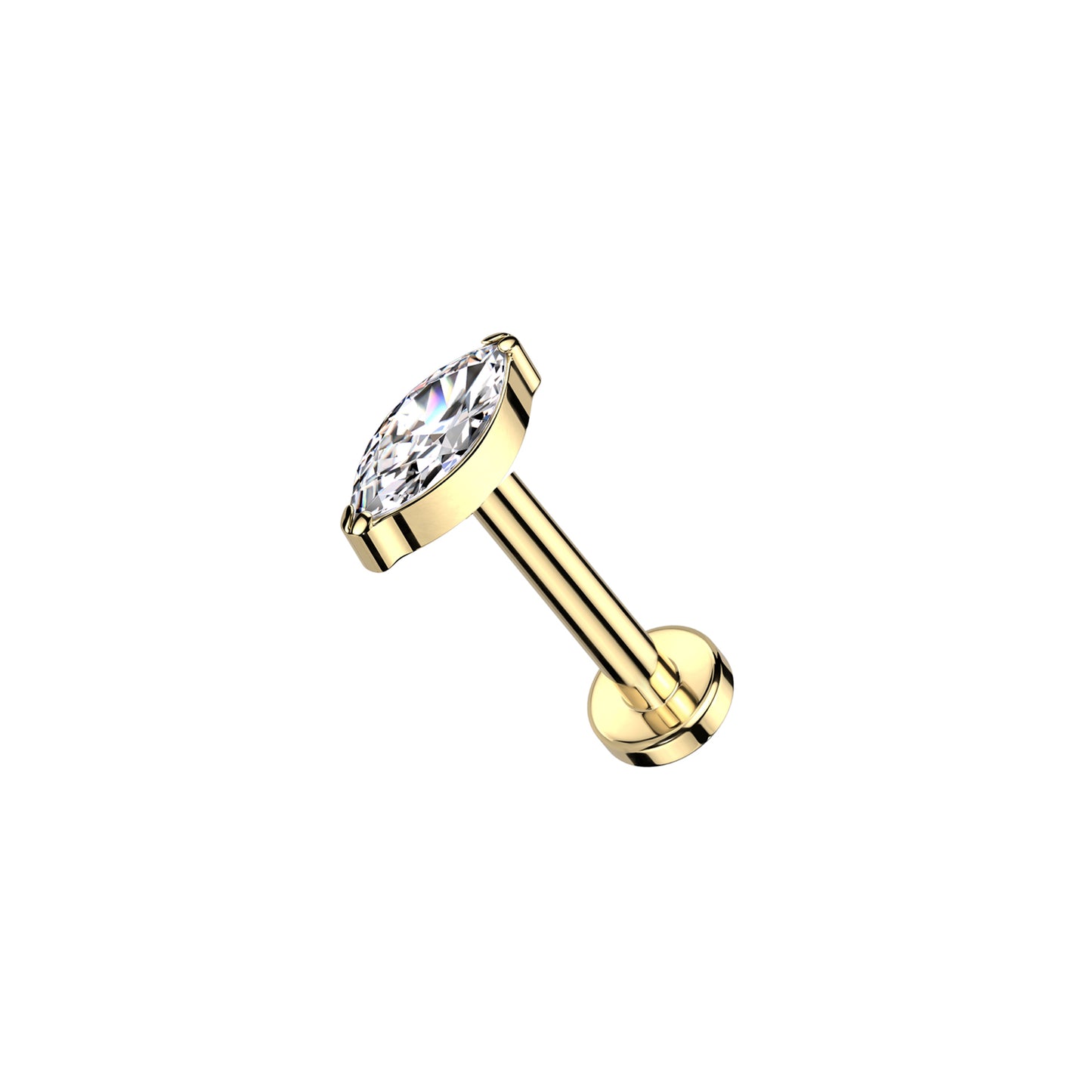 ✨ Titanium Marquise CZ Top Threadless Labret Bar