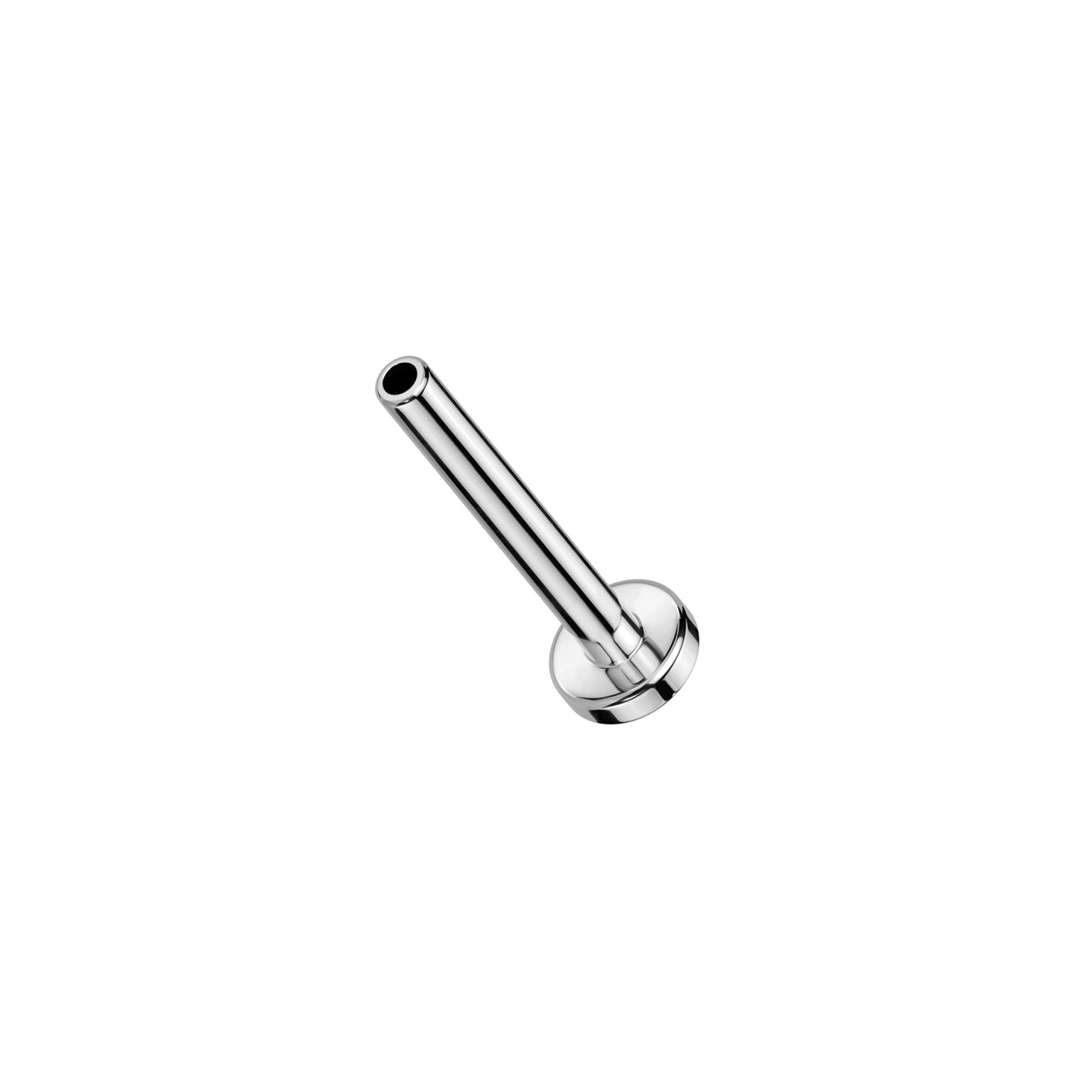 Titanium threadless push-in labret bar in multiple gauges for ear or nose piercing