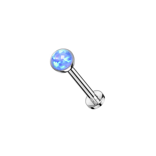 ✨ Titanium Blue Opal Top Threadless Labret Bar