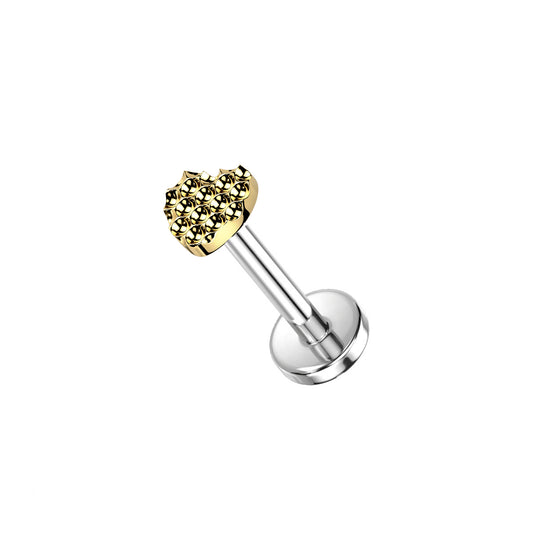 ✨ Titanium Threadless Push-In Heart Top Labret Bar Stud