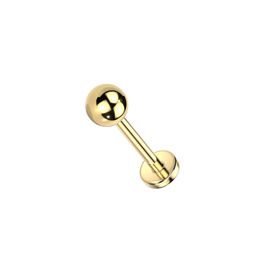 ✨ Gold Titanium 3mm 4mm Round Ball Threadless Top Labret Bar