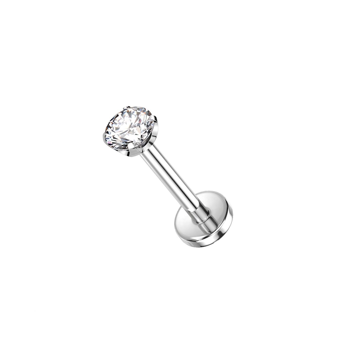 ✨ Titanium Threadless Clear CZ Top Labret Bar Stud