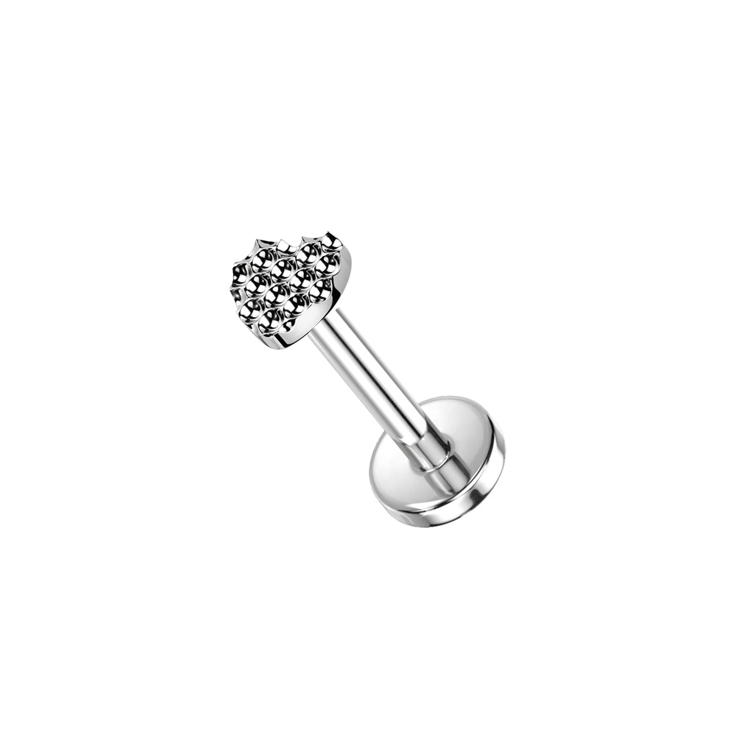 ✨ Titanium Threadless Push-In Heart Top Labret Bar Stud