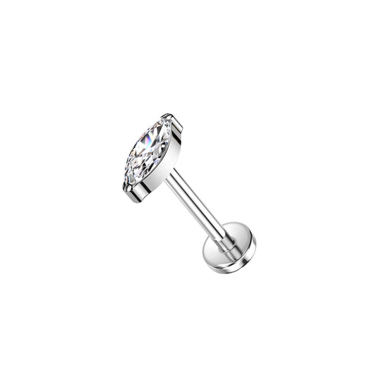 ✨ Titanium Marquise CZ Top Threadless Labret Bar