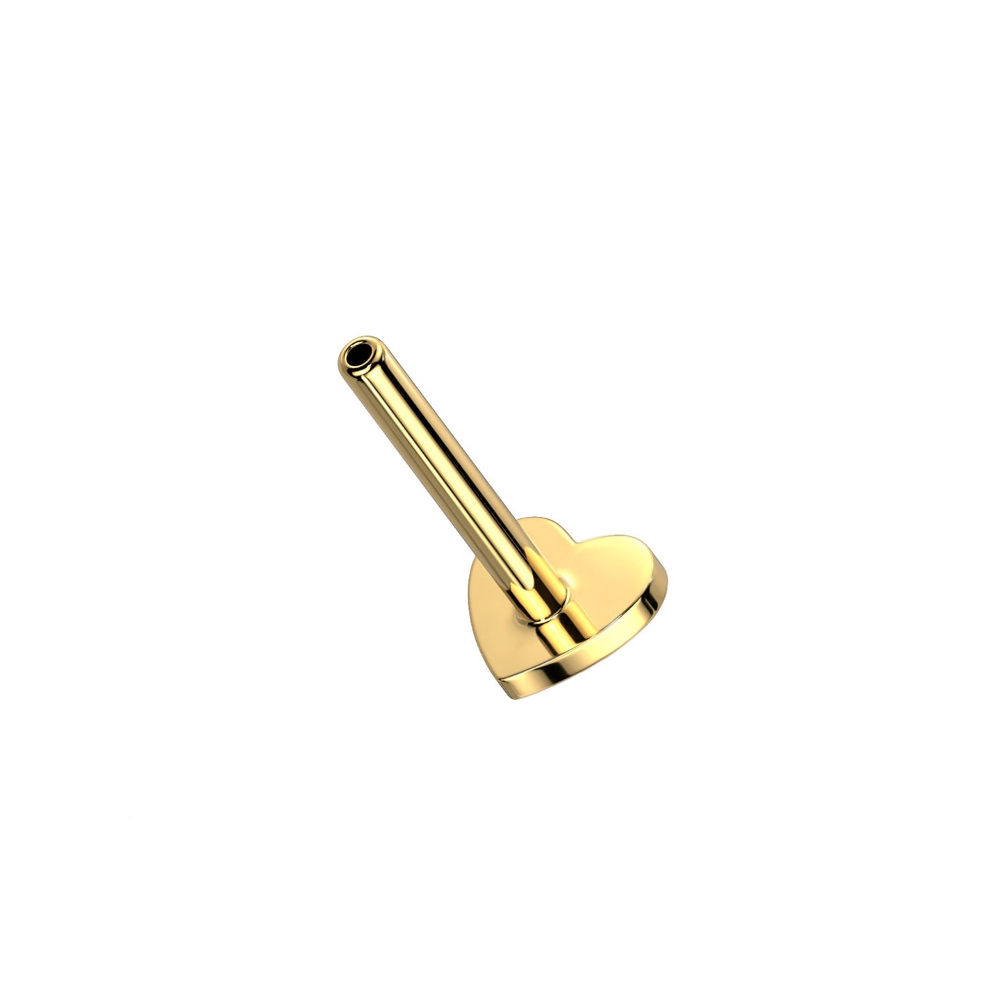 ✨ Gold Titanium Threadless Push In Labret Bar Heart Flatback 18G 16G