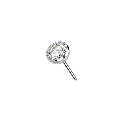 Titanium CZ bezel set threadless top 2mm 3mm for nose ear piercing