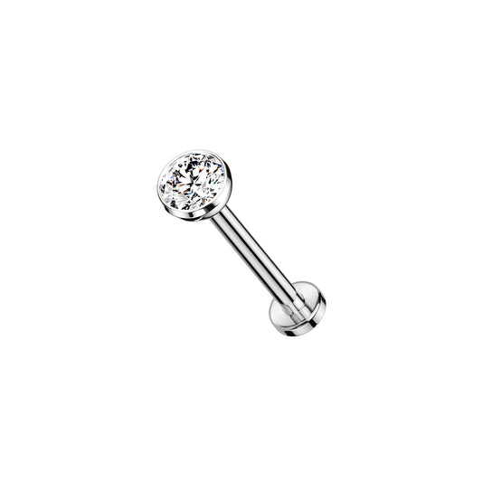 ✨ Titanium Clear CZ Top Threadless Labret Bar