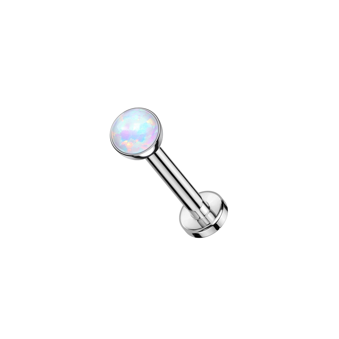 ✨ Titanium White Opal Bezel Set Top Threadless Labret Bar