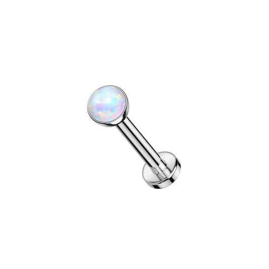 ✨ Titanium White Opal Bezel Set Top Threadless Labret Bar