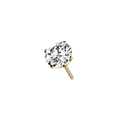 Titanium Clear CZ Prong Set Threadless Top