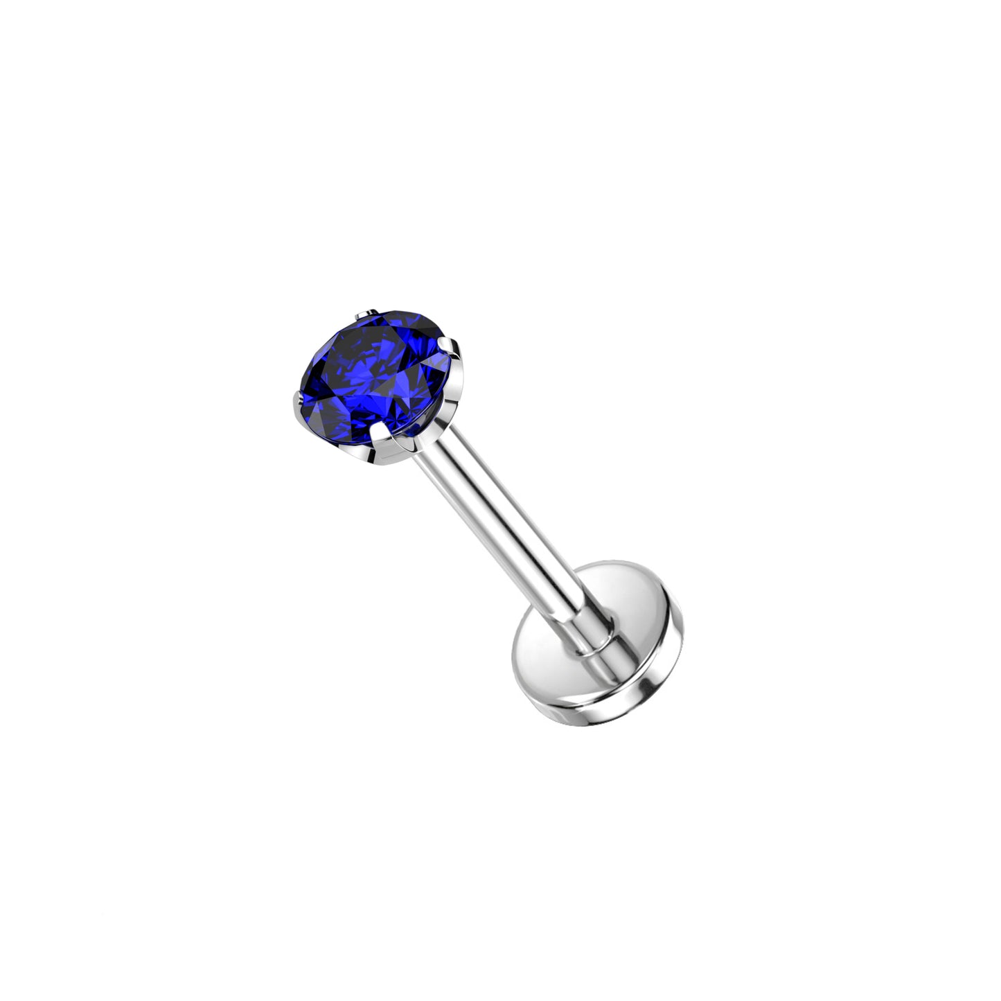 ✨ Titanium Blue CZ Top Threadless Labret Bar