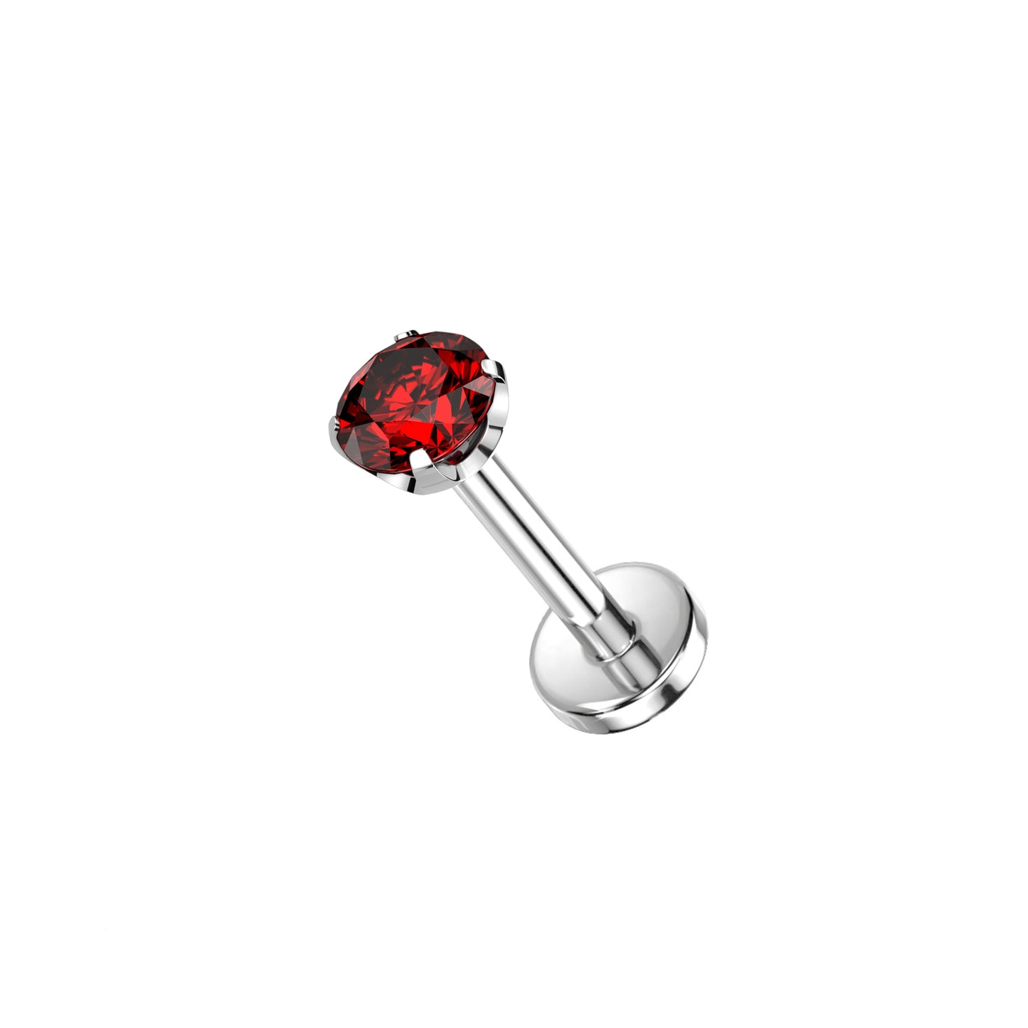 ✨ Titanium Red CZ Top Threadless Labret Bar