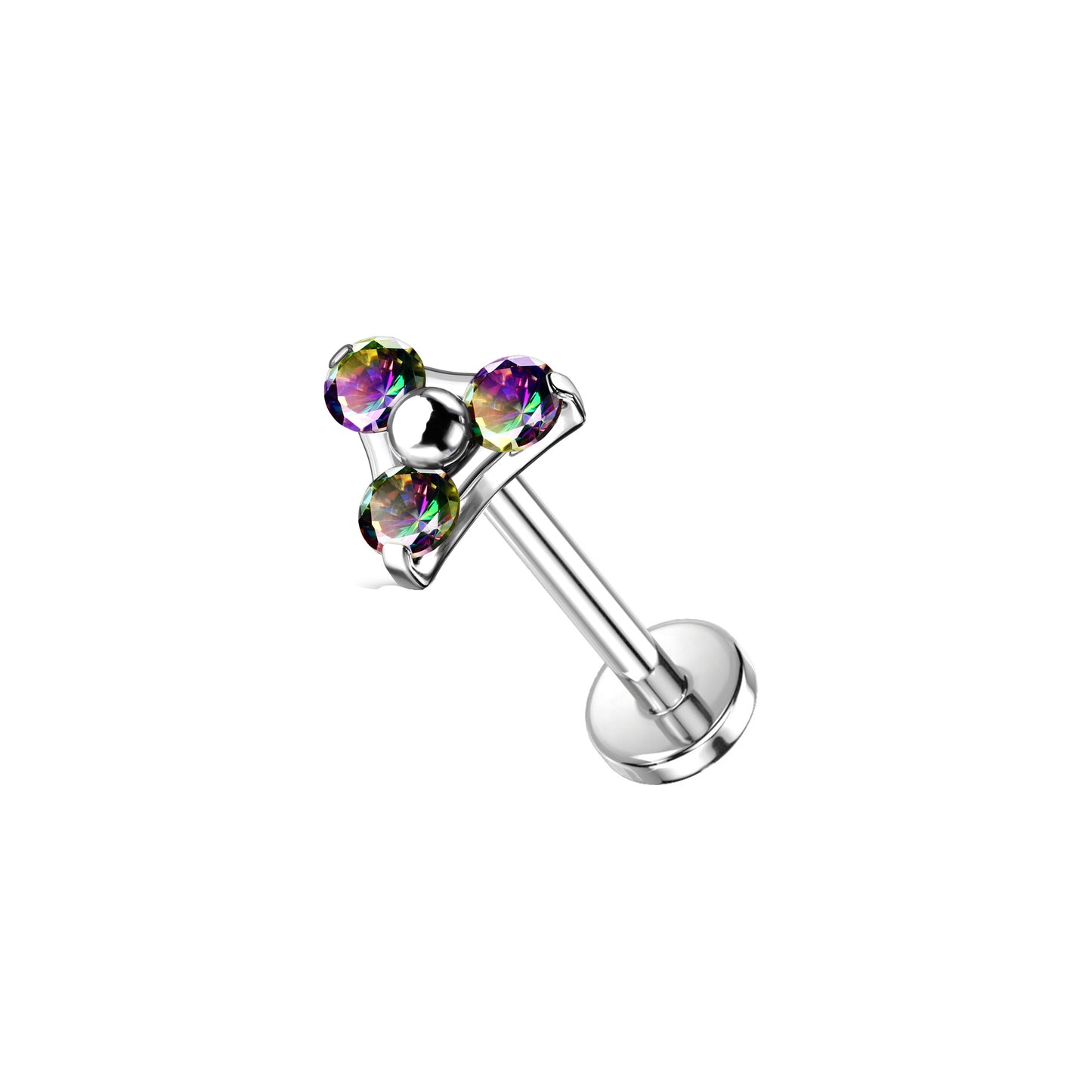 ✨ Titanium Triangle CZ Top Threadless Labret Bar