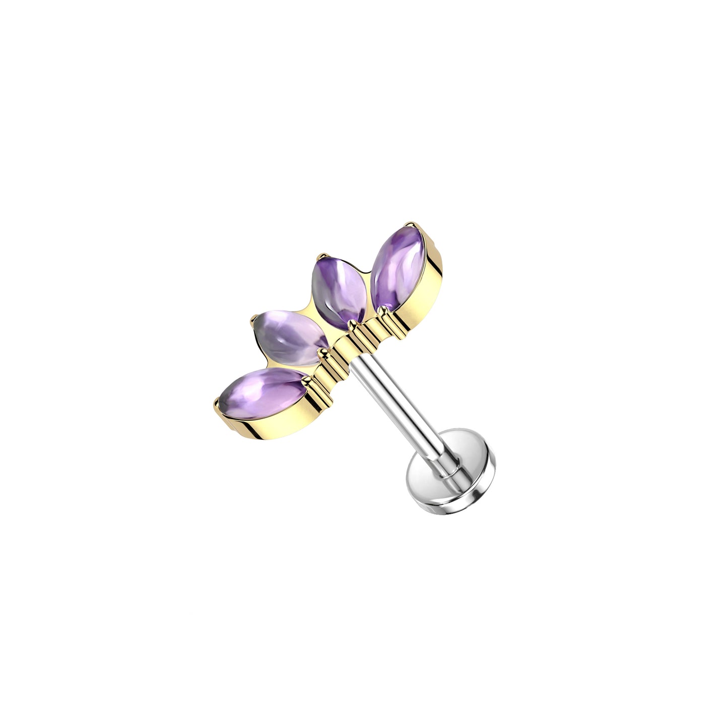 ✨ Titanium Marquise Natural Stone Top Threadless Labret