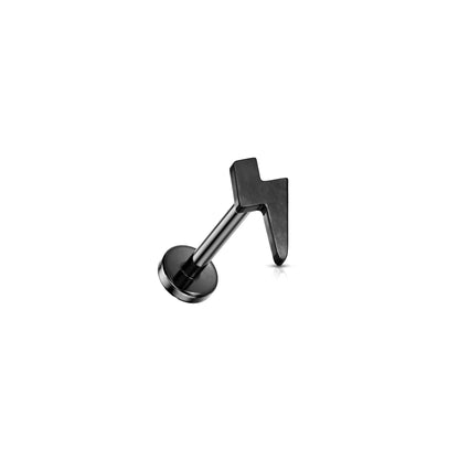 Black Titanium Lightning Bolt Threadless Stud