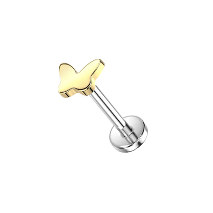 ✨ Titanium Threadless Push In Butterfly Top Labret Bar Stud
