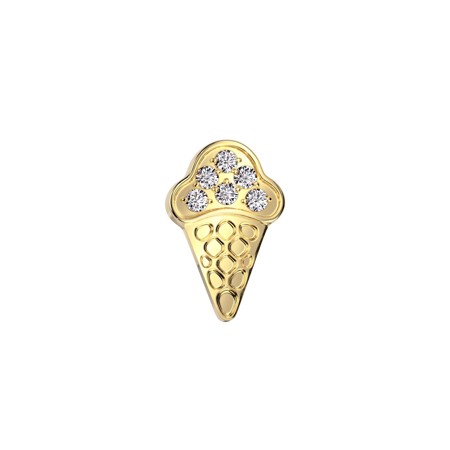 ✨ Titanium Ice Cream Cone CZ Top Threadless Labret