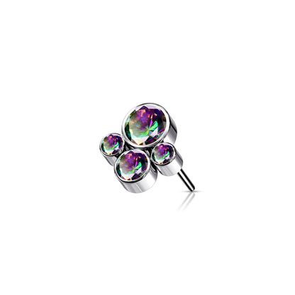 Titanium threadless top with pet paw print and CZ for ear piercing
