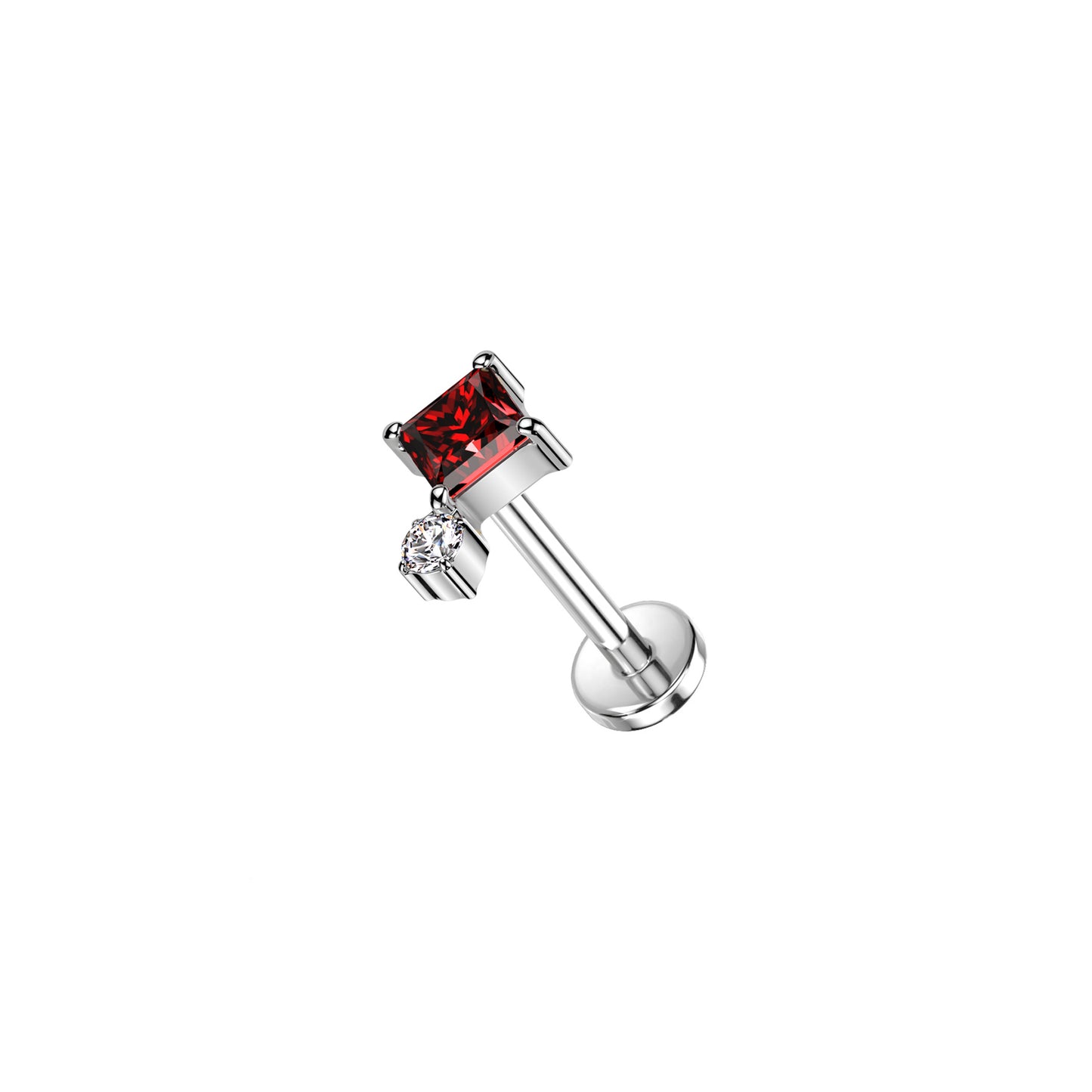 ✨ Titanium Threadless Push In Diamond-Shaped CZ Top Labret Stud