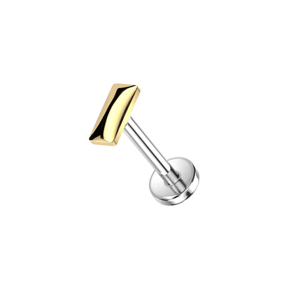 ✨ Titanium Threadless Push In Rounded Rectangle Top Labret Bar Stud