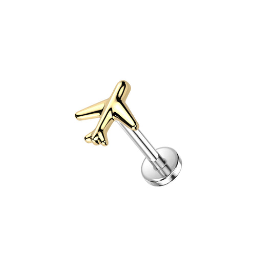 ✨ Titanium Threadless Push In Airplane Top Labret Bar Stud