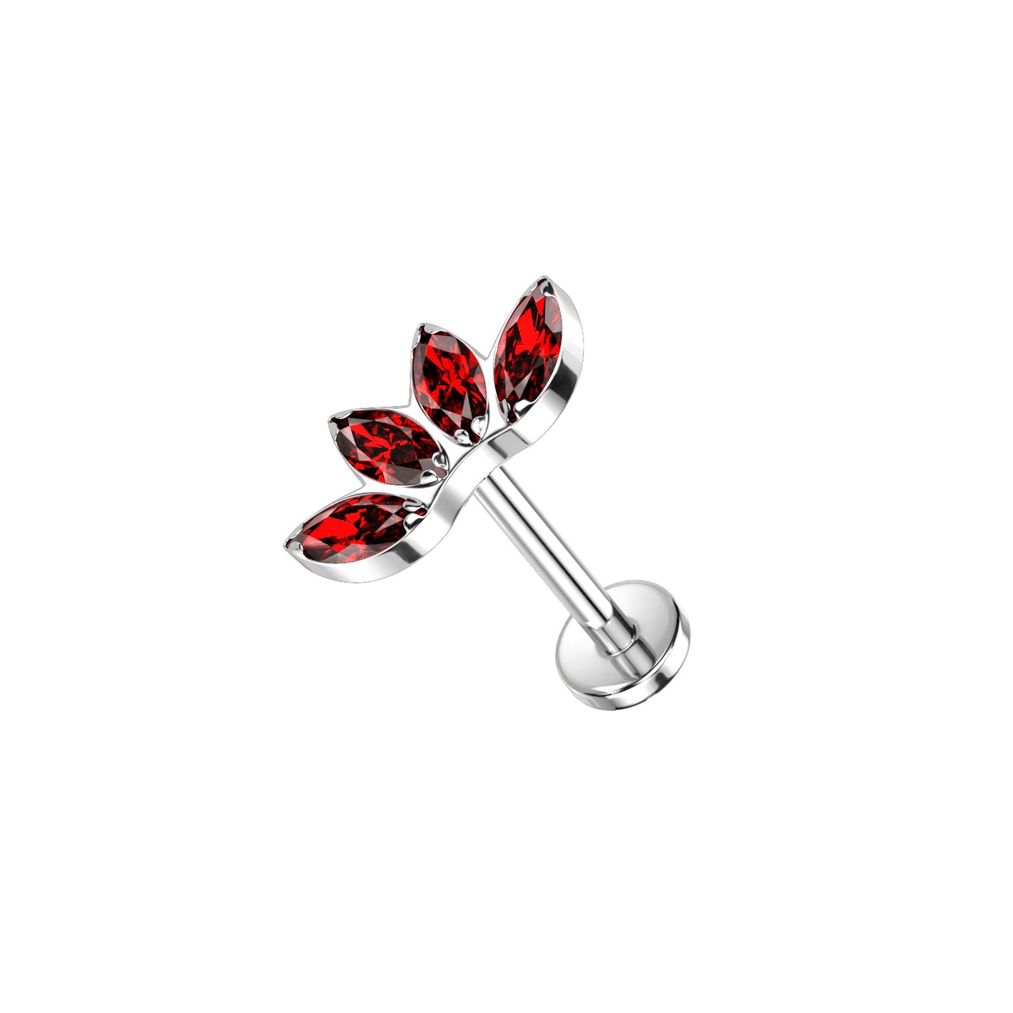 ✨ Titanium 4-Marquise CZ Fan Top Threadless Labret Bar