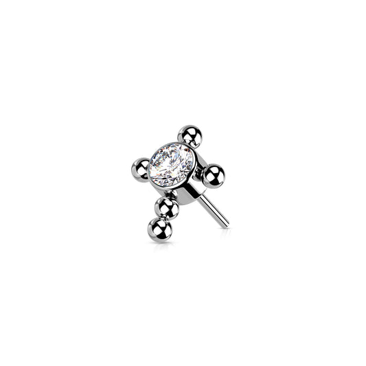 ✨ Titanium Beaded Cross with CZ Threadless Top