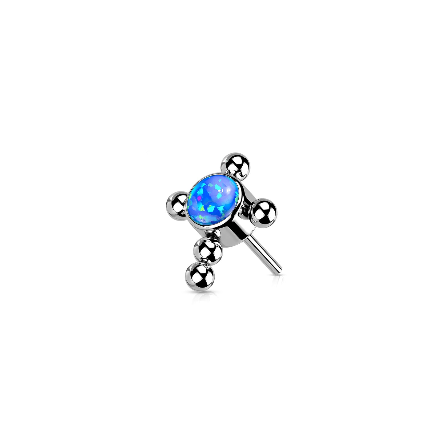 ✨ Titanium Beaded Cross with Opal Threadless Top