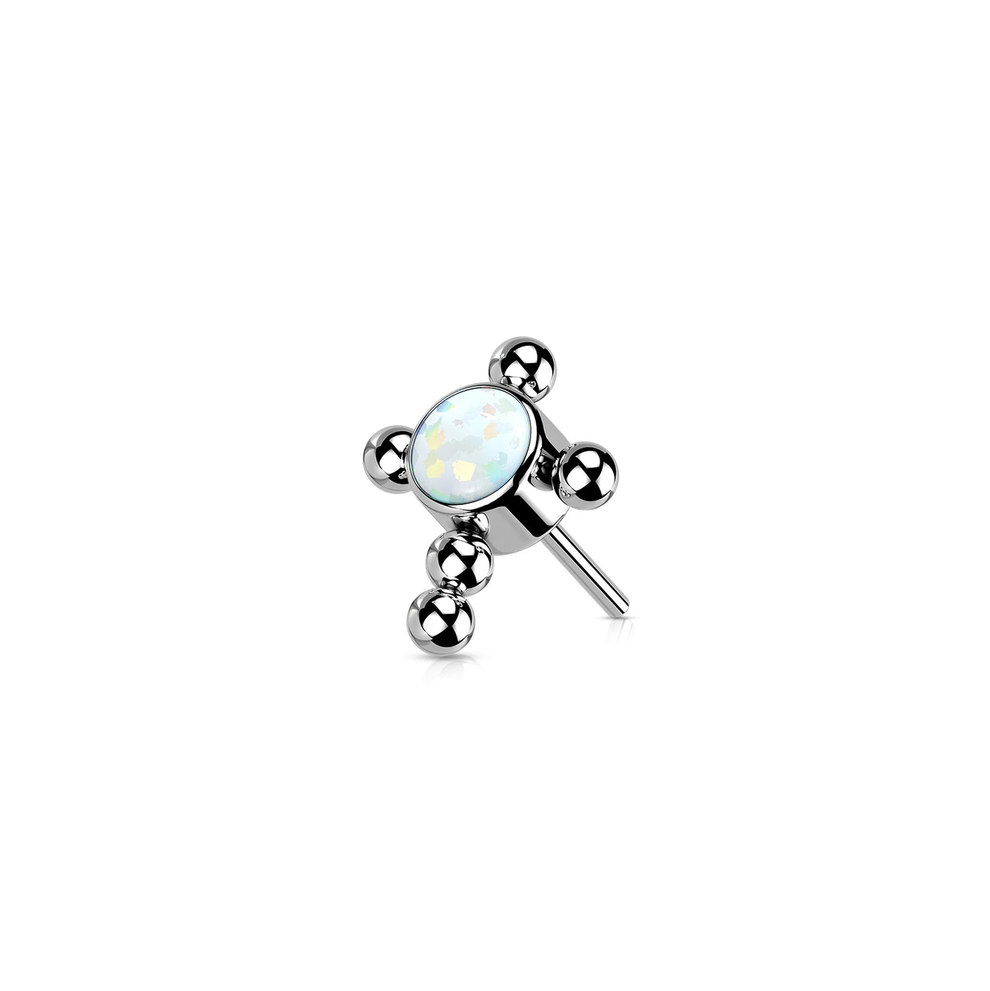 ✨ Titanium Beaded Cross with Opal Threadless Top