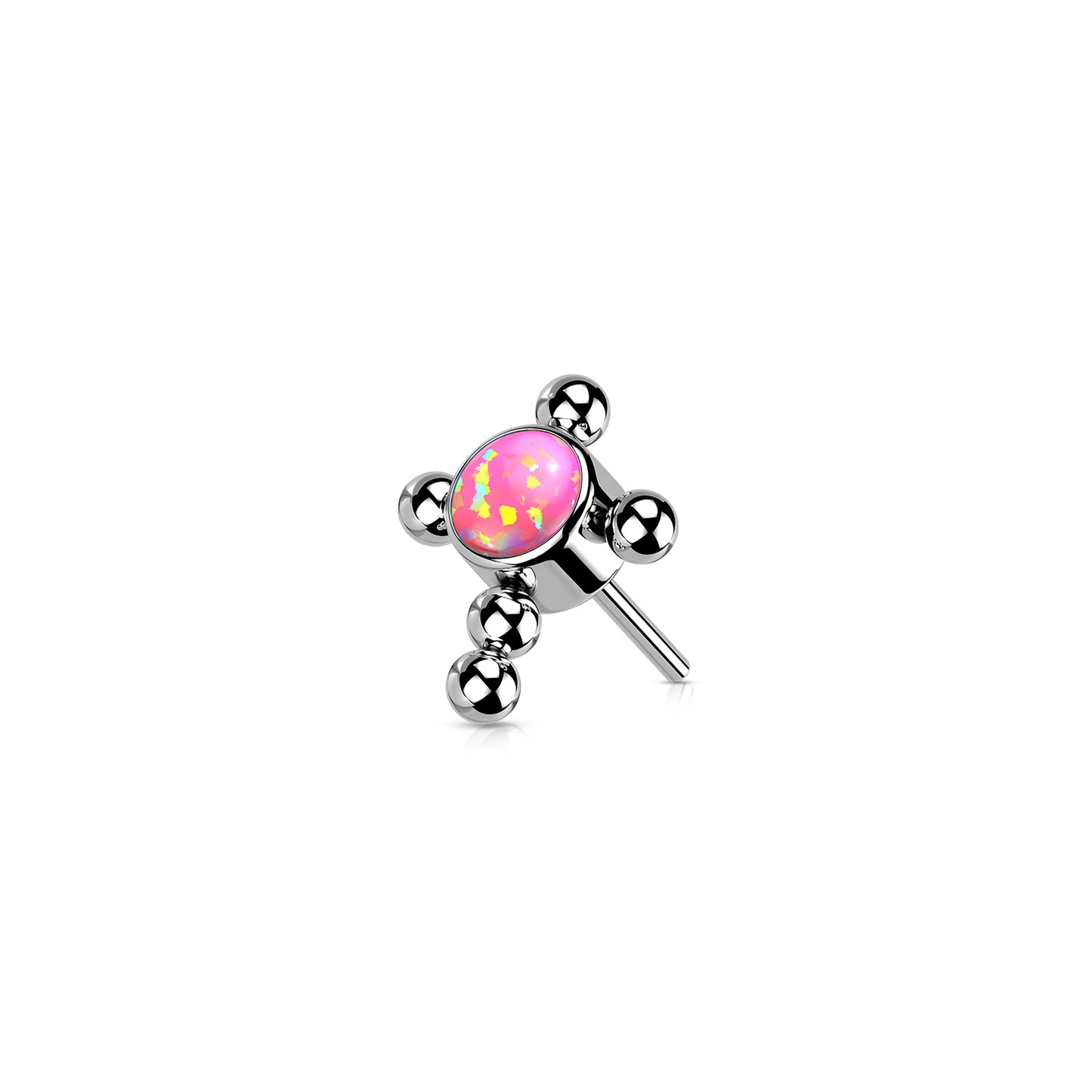 ✨ Titanium Beaded Cross with Opal Threadless Top