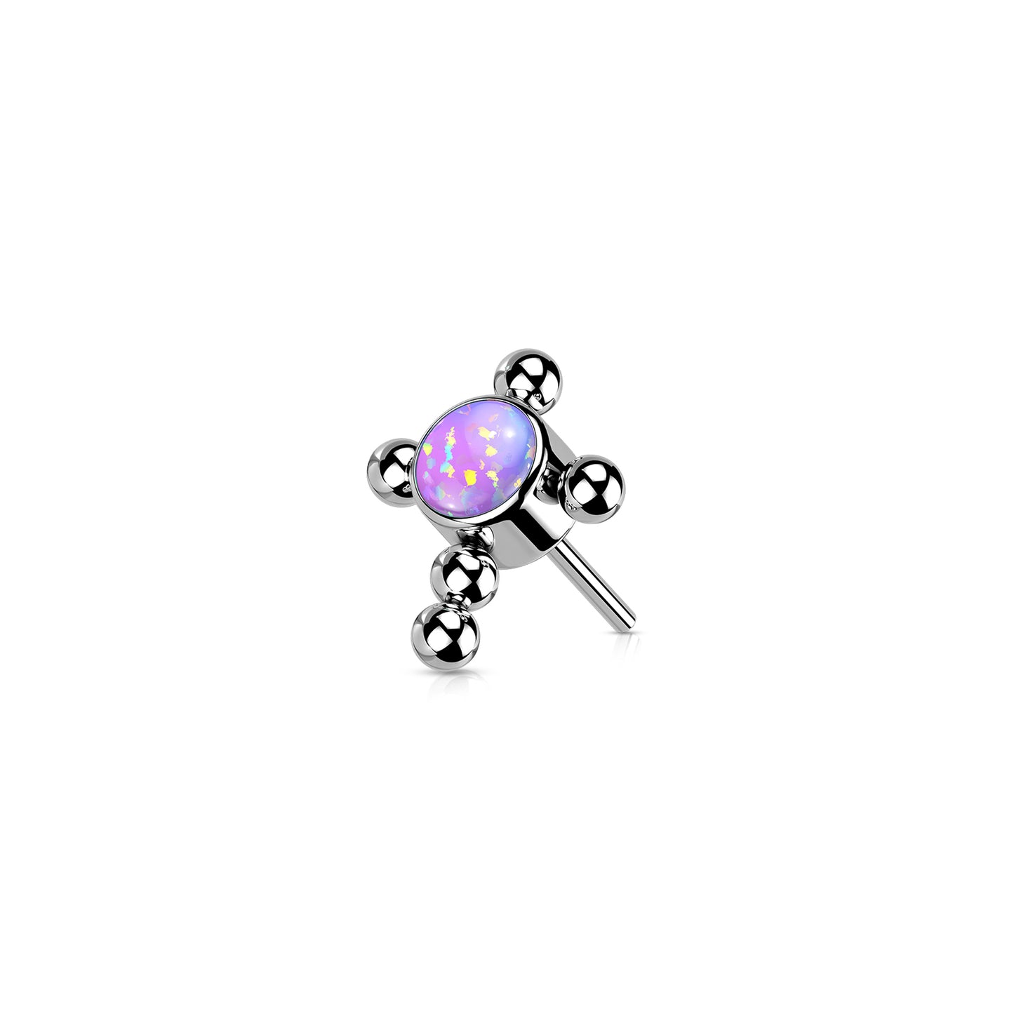 ✨ Titanium Beaded Cross with Opal Threadless Top