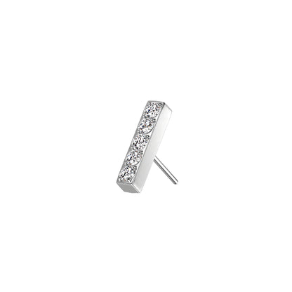 Titanium threadless top with CZ bar design for ear piercing